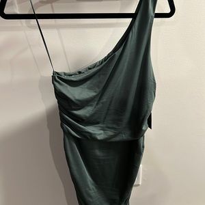Olive green bodycon one shoulder dress